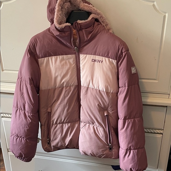 DKNY Kids Two-Tone Pink Puffer Jacket